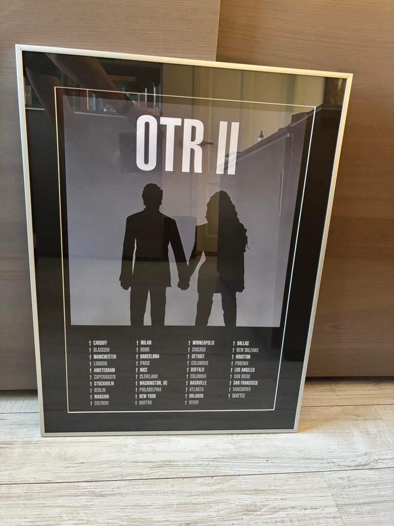 OTR II – Beyonce + Jay-Z Tour in aluminium frame (2018), Rechthoekig Staand, Met lijst, Ophalen of Verzenden, Zo goed als nieuw
