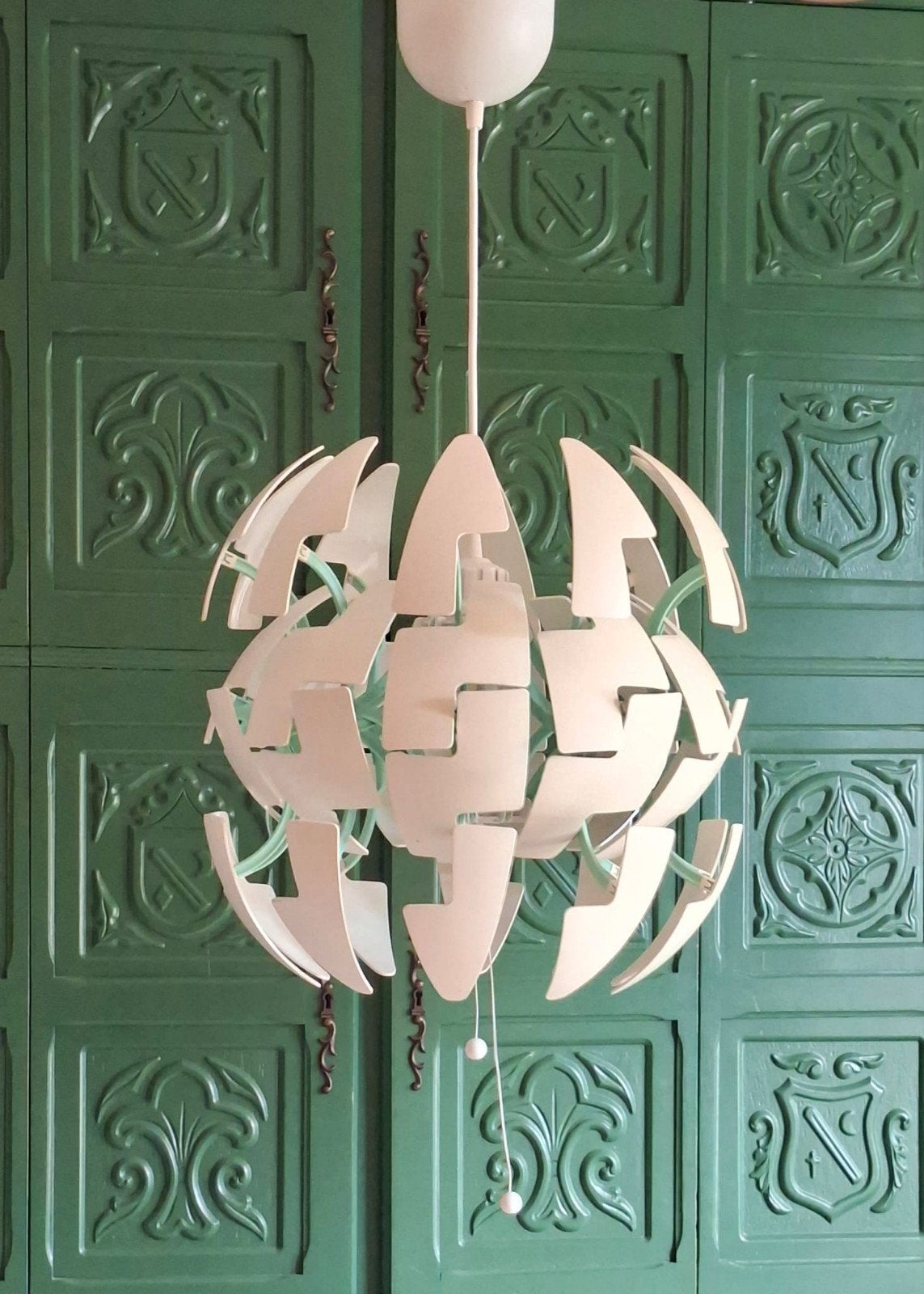 IKEA PS 2014 Lamp Wit met Mintgroene Beugels, Modern, Scandinavisch, Design, Ophalen of Verzenden, Zo goed als nieuw, Minder dan 50 cm