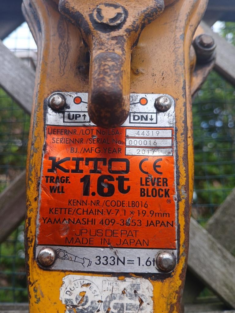 Hand ketting takel 1,6 ton 3 meter ketting, Ophalen