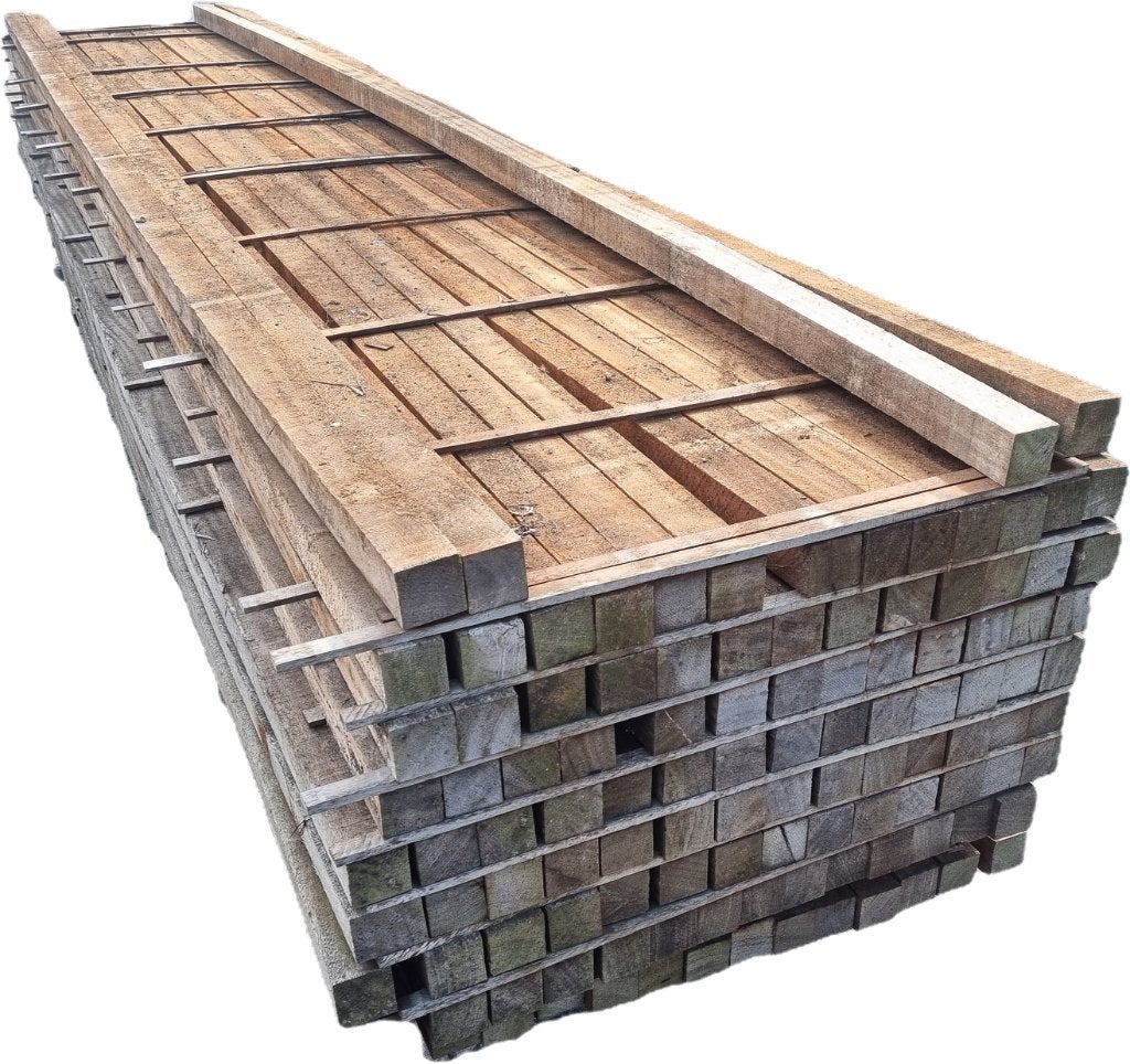 Hardhouten palen 7.0x7.0 cm - lengte: 5.00 m