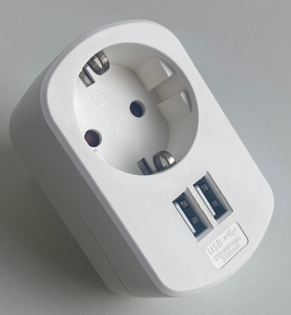 Universele 2-punts verdeelstekker|1xstekker/2x USB:3680W|wit, Adapter, Universeel, Ophalen of Verzenden, Zo goed als nieuw