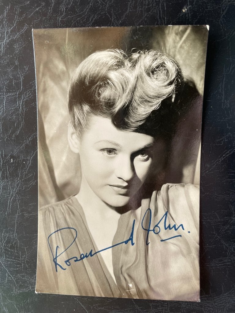 ansichtkaart van Rosamund John met echte handtekening, Verzenden, 1940 tot 1960, Sterren en Beroemdheden