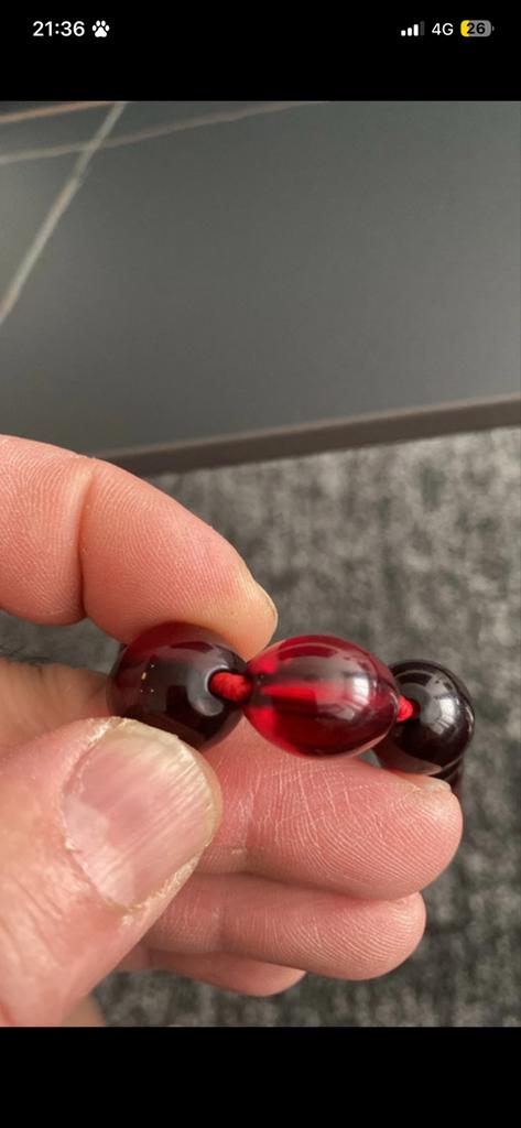 Prachtige rode cherry amber ketting - Uniek design, Sieraden, Tassen en Uiterlijk, Kettingen, Ophalen of Verzenden, Gebruikt, Rood