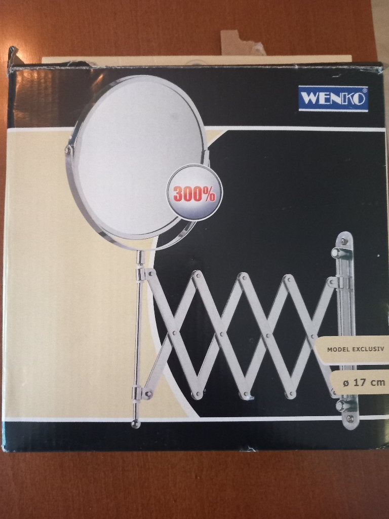 Wandspiegel met met harmonica arm, Minder dan 50 cm, Rond, Nieuw, Ophalen of Verzenden