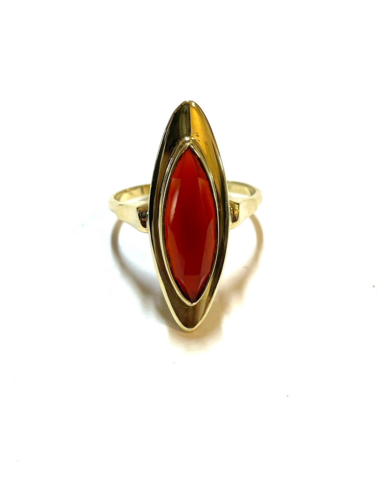 14k gouden ring met carneool, -, -, Ophalen of Verzenden, Zo goed als nieuw