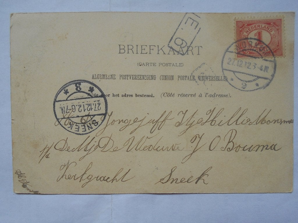 Workum oude ansichtkaart Workum 1912 - Drukte op straat, Ophalen of Verzenden, Voor 1920, Gelopen, Friesland