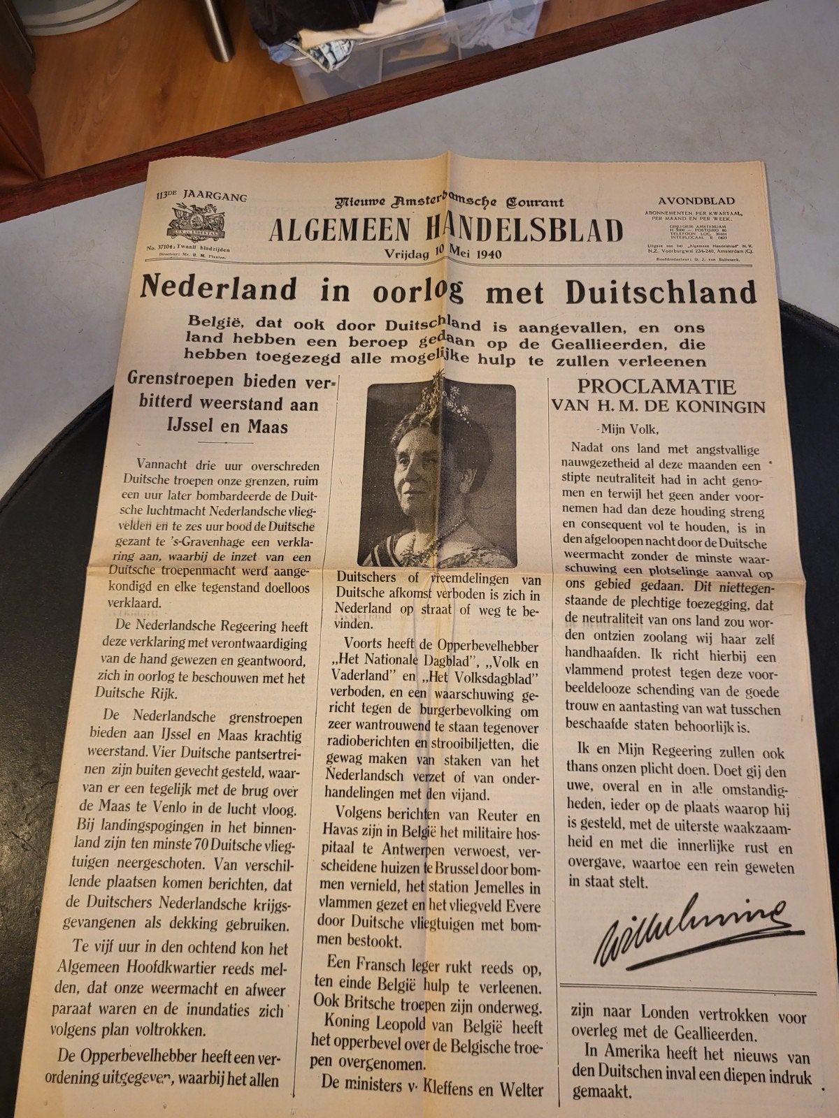 Algemeen Handelsblad - 10 mei 1940 - Historische Krant, Ophalen of Verzenden, Gelezen, Krant
