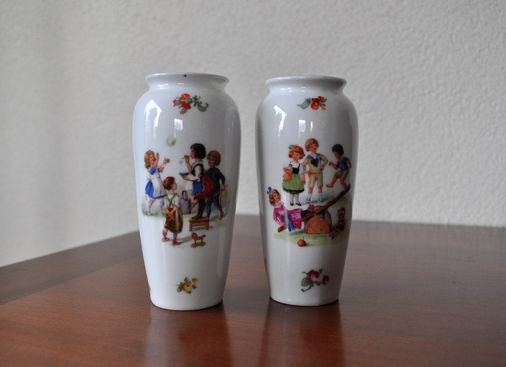 Antiek Vaasje Kinderen Wip Bellen blazen 12,5 cm 1918-1939, Ophalen of Verzenden