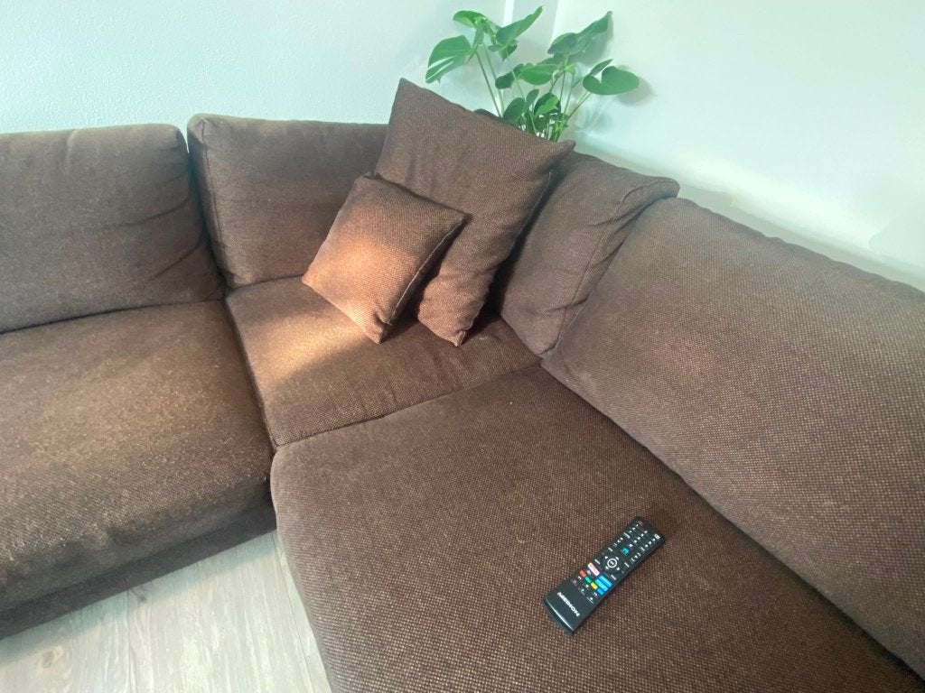 Bruine U-bank, Huis en Inrichting, Banken | Bankstellen, Ophalen, Gebruikt, Hoekbank, 300 cm of meer