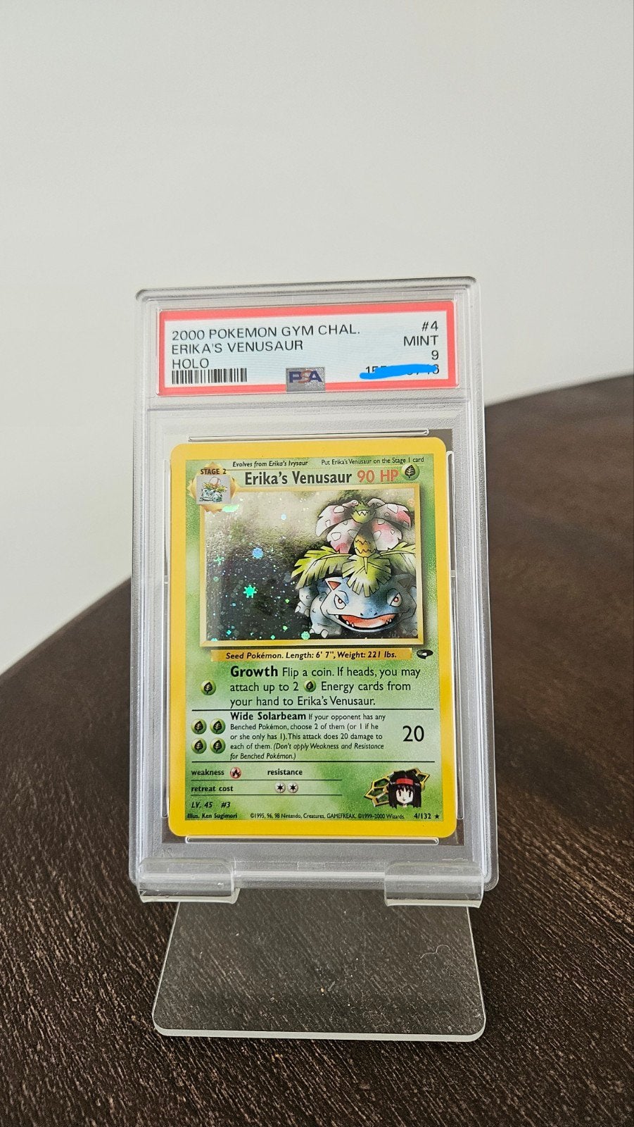 Erika's Venusaur Holo PSA 9 MINT  2000 Pokémon Gym Challenge, Ophalen of Verzenden, Zo goed als nieuw, Losse kaart, Foil