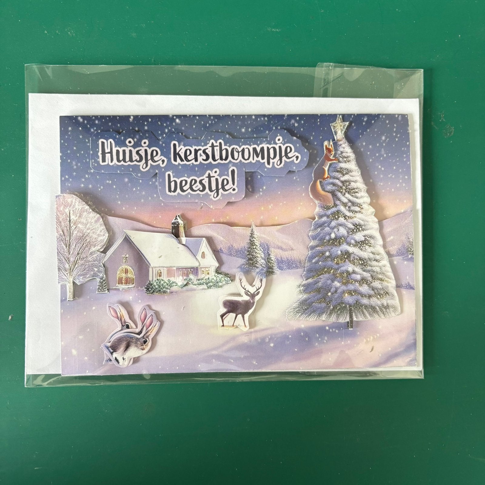 Kerstkaart huisje , kerstboompje, beestje, Ophalen of Verzenden, Nieuw, Overige thema's