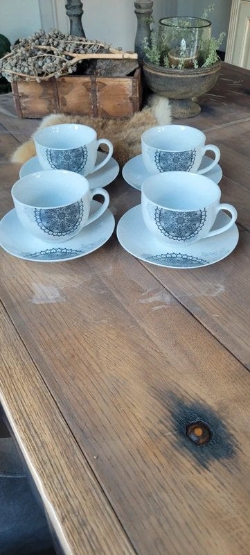 Prachtige Set van 4 Mandala Kop & Schotels – Boho Chic!, Overige merken, Ophalen of Verzenden, Zo goed als nieuw, Overige stijlen