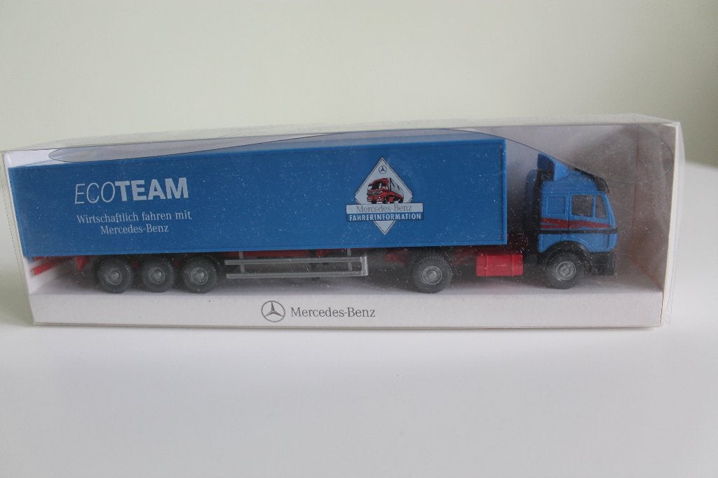 Wiking reclamemodel van Mercedes SK met oplegger "Ecoteam", Ophalen of Verzenden, Zo goed als nieuw, Bus of Vrachtwagen, Wiking