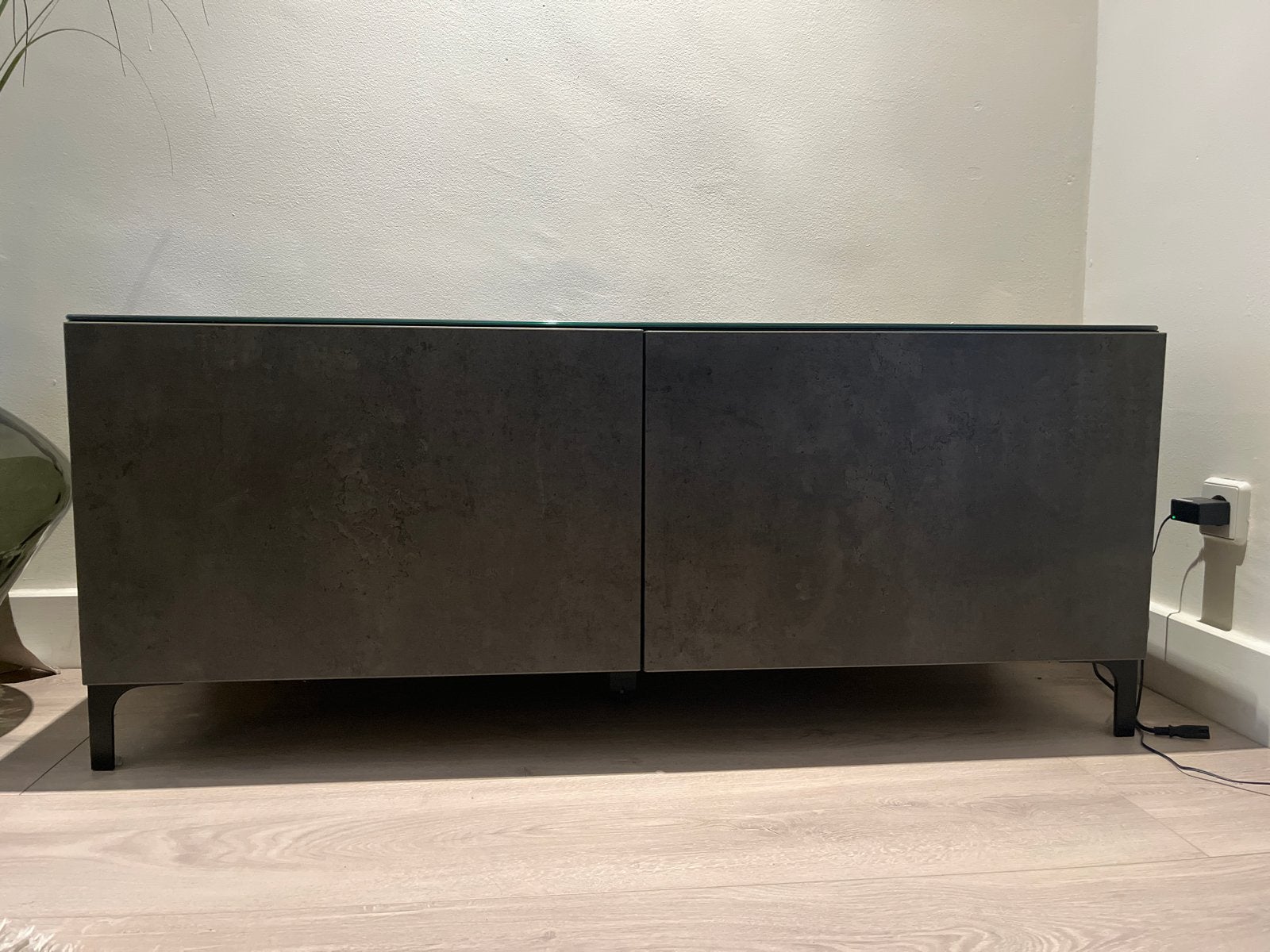 IKEA meubel met glasplaat, Ophalen, Gebruikt, 100 tot 150 cm, Glas
