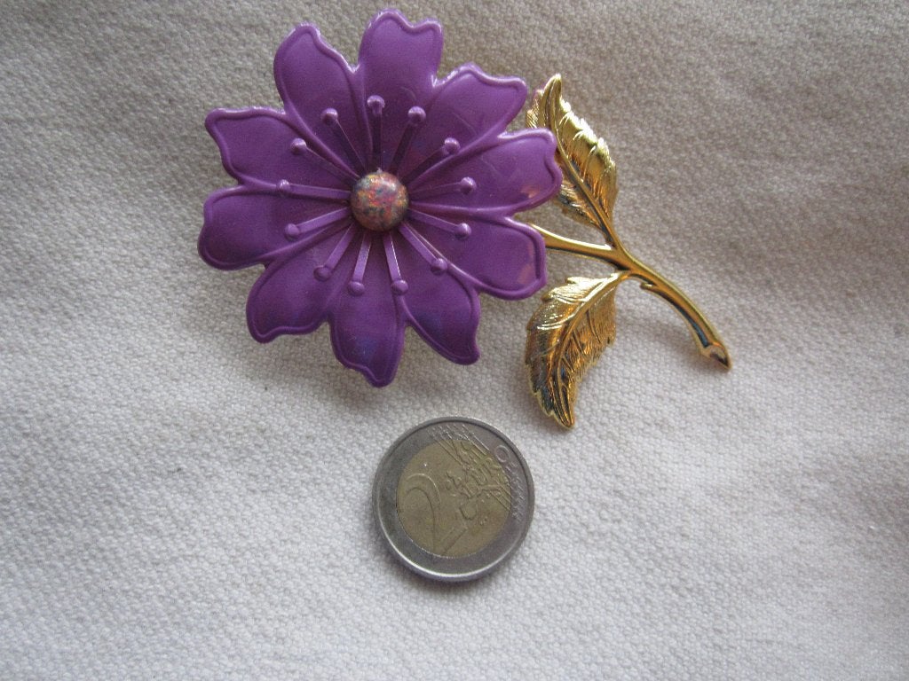 24.  Oude broche, flower power, Ophalen, Overige materialen, Broche