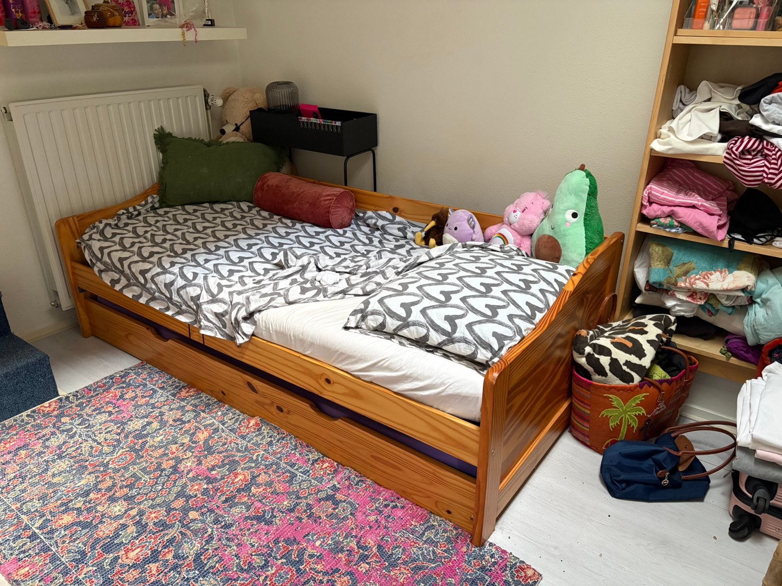 Eenpersoonsbed met logeer bed eronder, Ophalen, Gebruikt, 90 cm, Eenpersoons