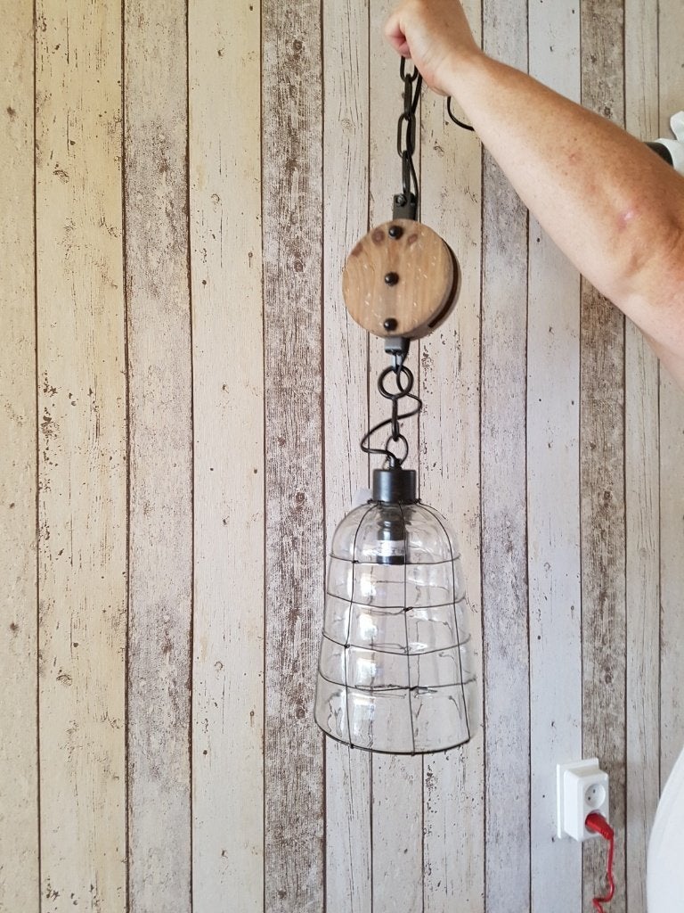 2X Mooie Industriële hanglampen, Ophalen, Gebruikt, E27 (groot), Glas