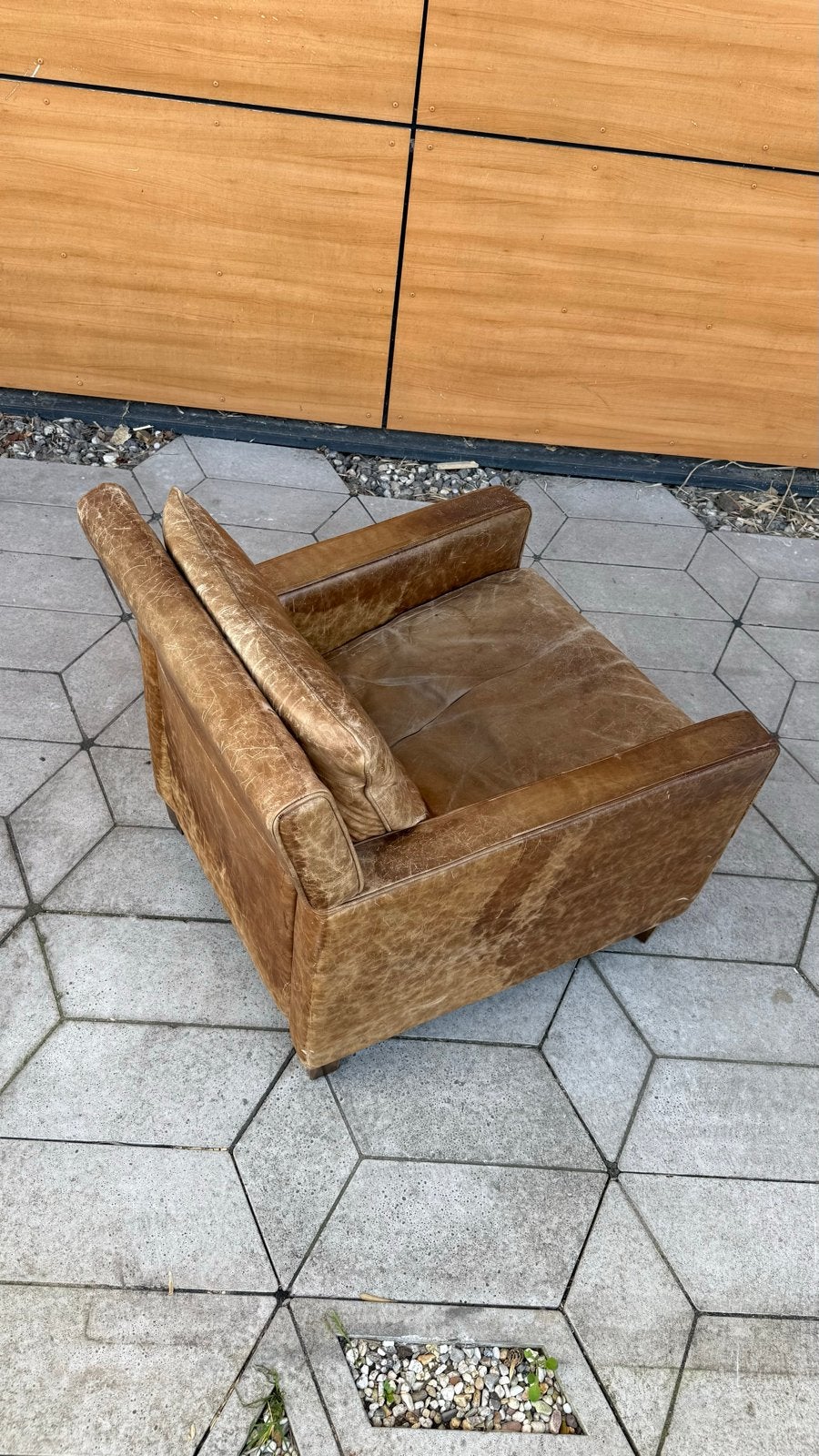 Leren fauteuil in vintage stijl - Natuzzi (Designer), Huis en Inrichting, Ophalen, Gebruikt, Leer, 75 tot 100 cm
