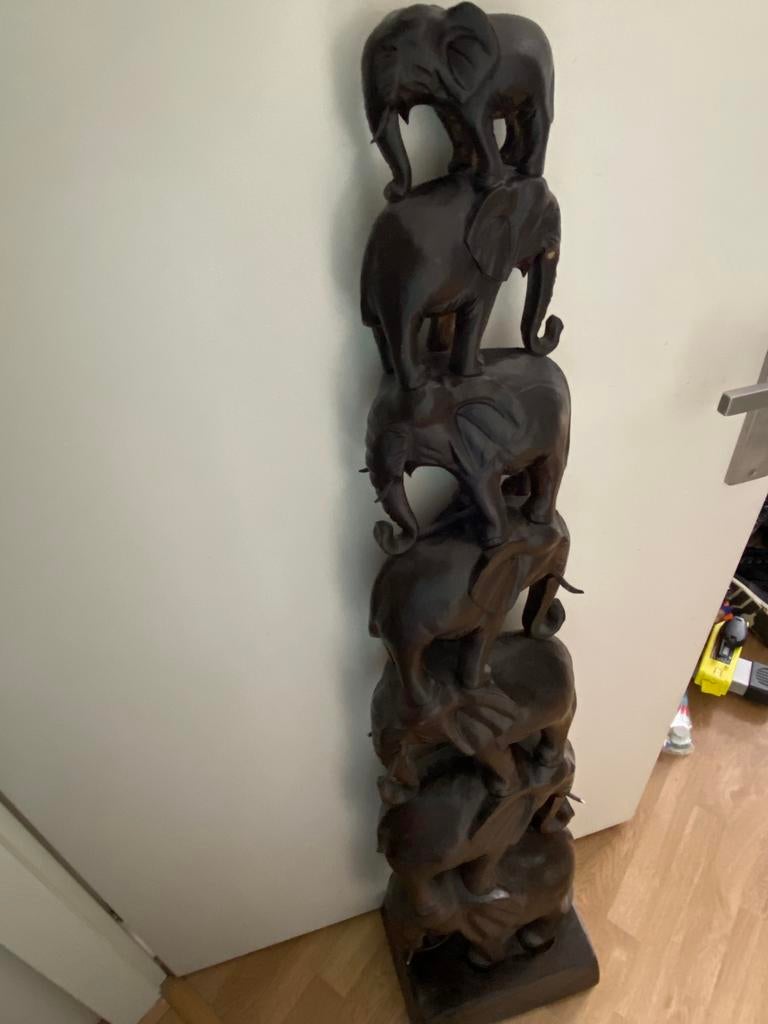 Soort totempaal van 7 houten olifanten, Antiek en Kunst, Kunst | Beelden en Houtsnijwerken, Houtsnijwerk, Ophalen of Verzenden