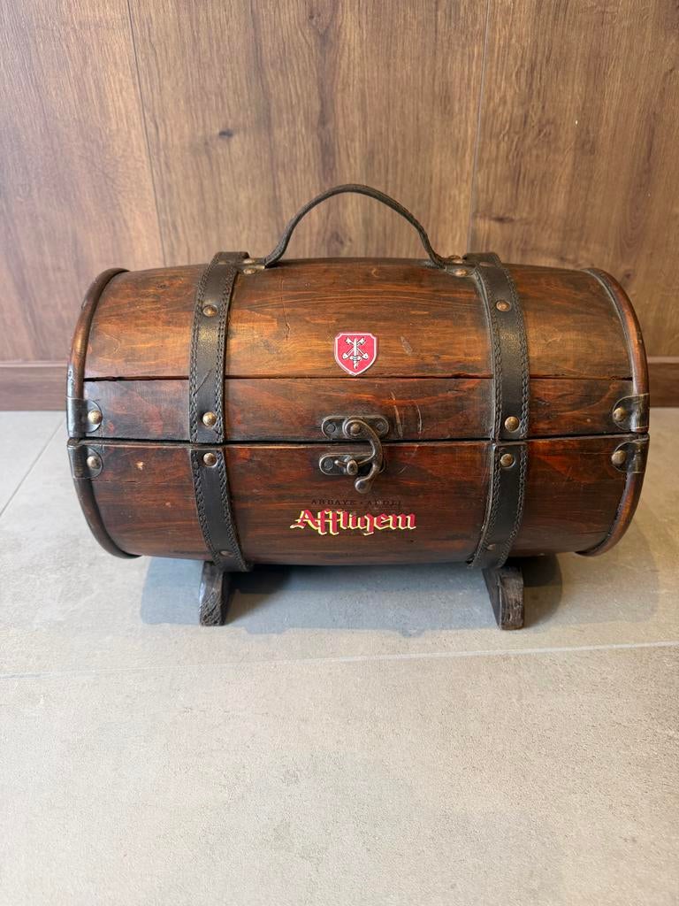 Affligem bierglazen in houten vat - 6 stuks, Antiek en Kunst, Antiek | Glas en Kristal, Ophalen of Verzenden