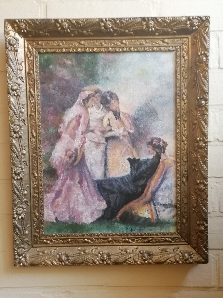 schilderij impressionist olie op linnen maroufle ges, Antiek en Kunst, Kunst | Schilderijen | Klassiek, Ophalen