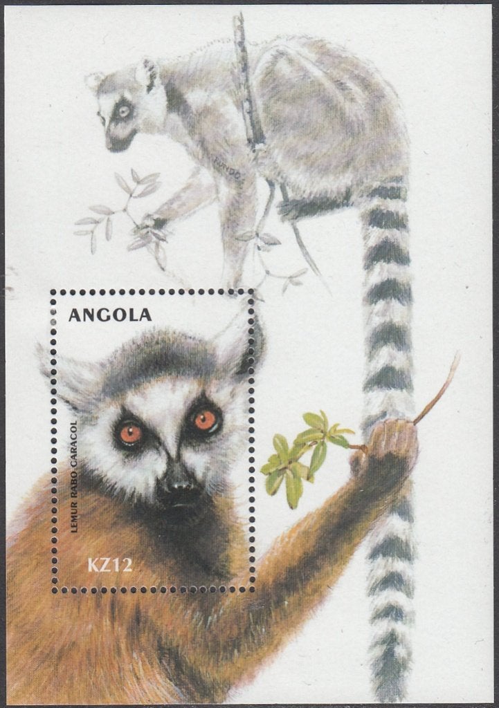 Ringstaartmaki Angola 2000, Michel blok 75 postfris, Ophalen of Verzenden, Postfris, Dier of Natuur