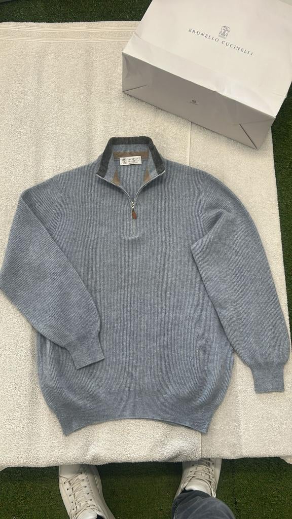 Brunello Cucinelli Cashmere Quarter Zip Sweater trui pull, Kleding | Heren, Maat 48/50 (M), ., Brunelo Cucineli, Grijs
