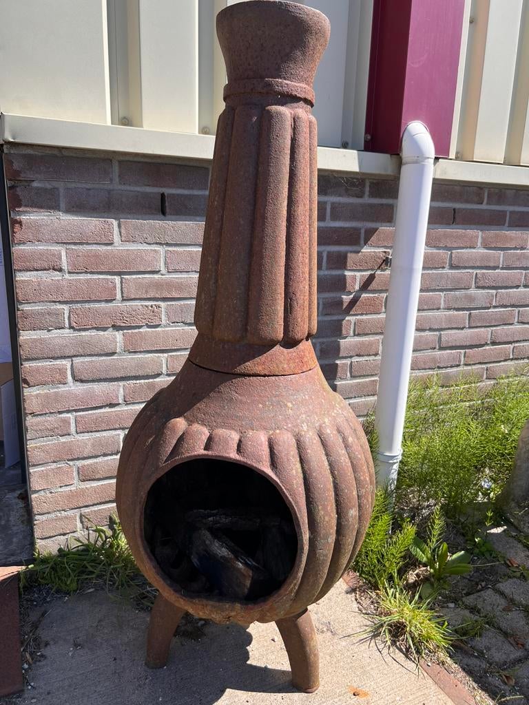 Zware gietijzeren tuinkachel / chimenea 119 cm, Tuin en Terras, D, Ophalen of Verzenden, Zo goed als nieuw, D