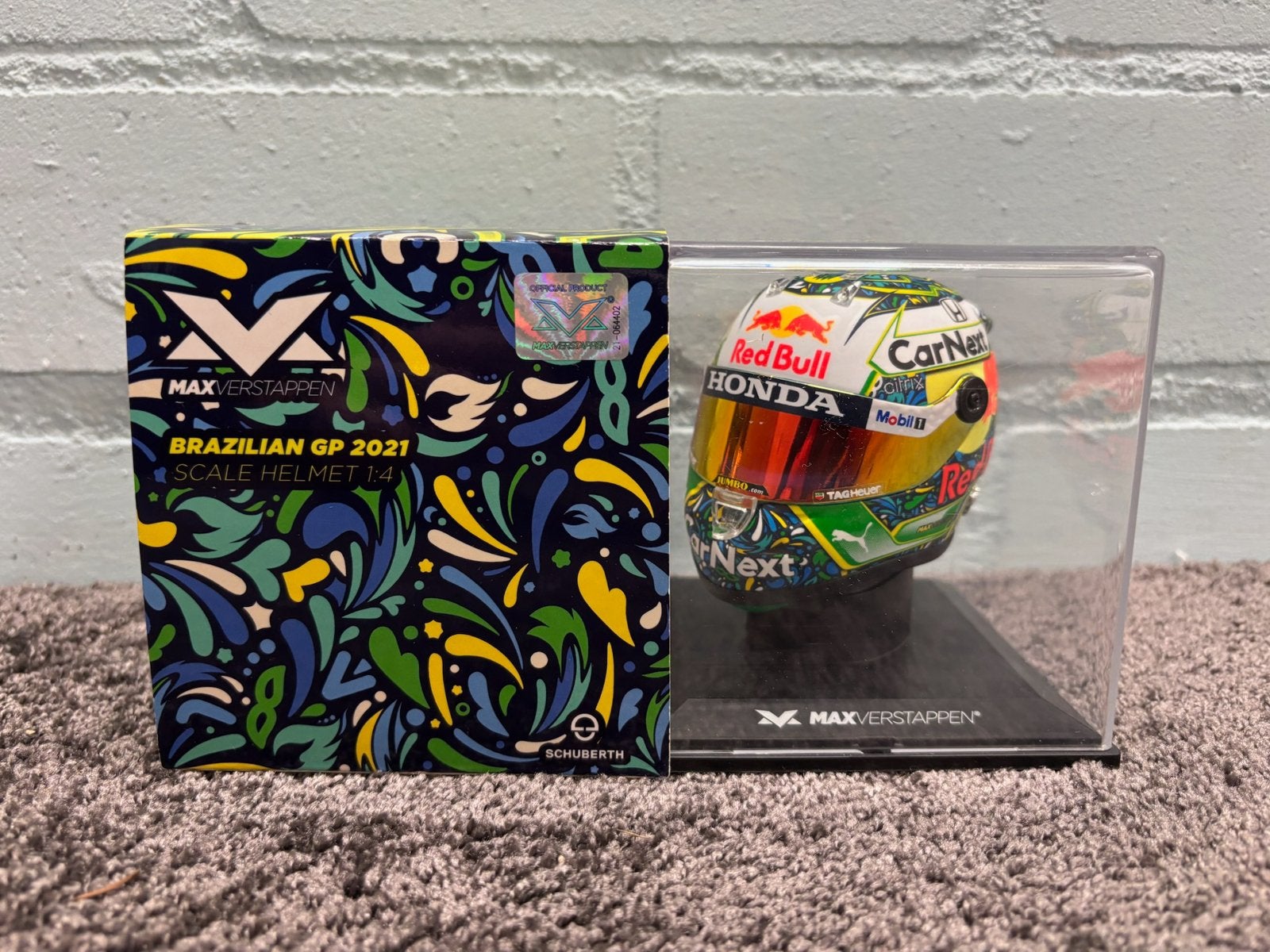 Max verstappen helm 1:4 brazilie 2021, Ophalen of Verzenden, Zo goed als nieuw, Formule 1