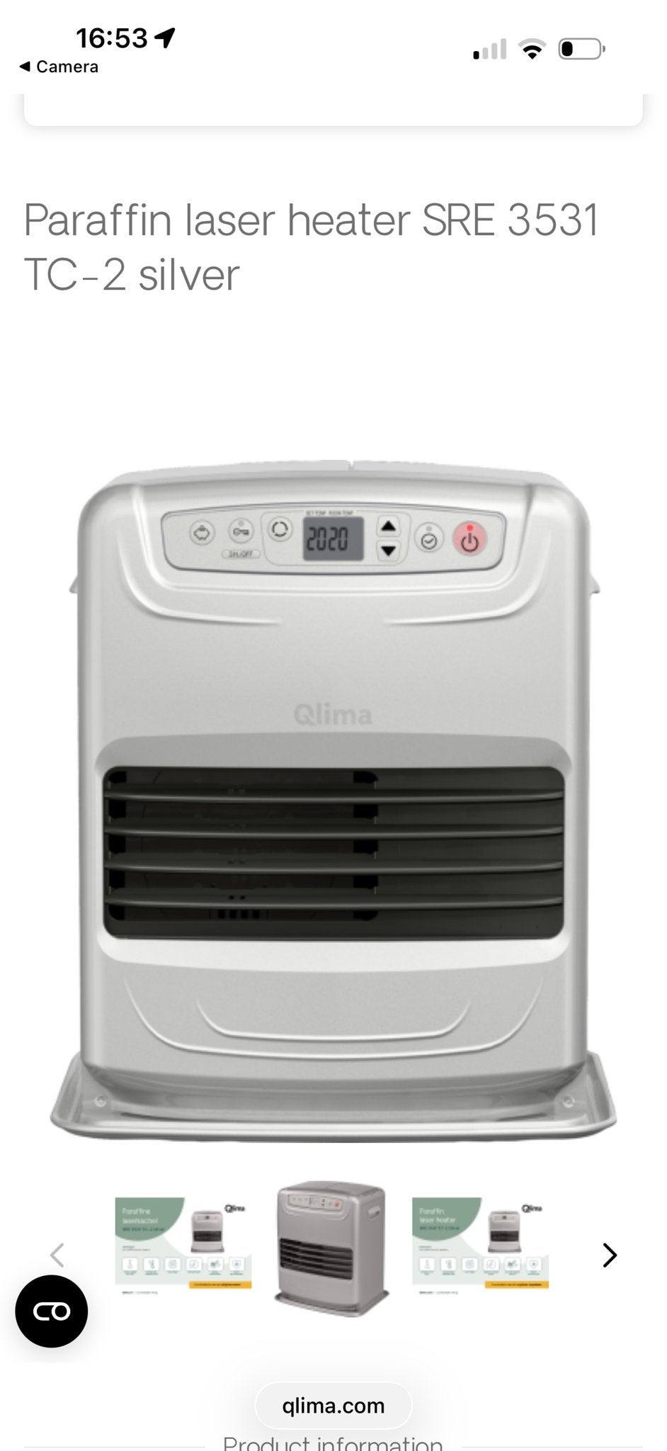 Qlima SRE 3531 TC-2 laserkachel - Zilver, Ophalen, 30 tot 80 cm, Gebruikt, Kachel