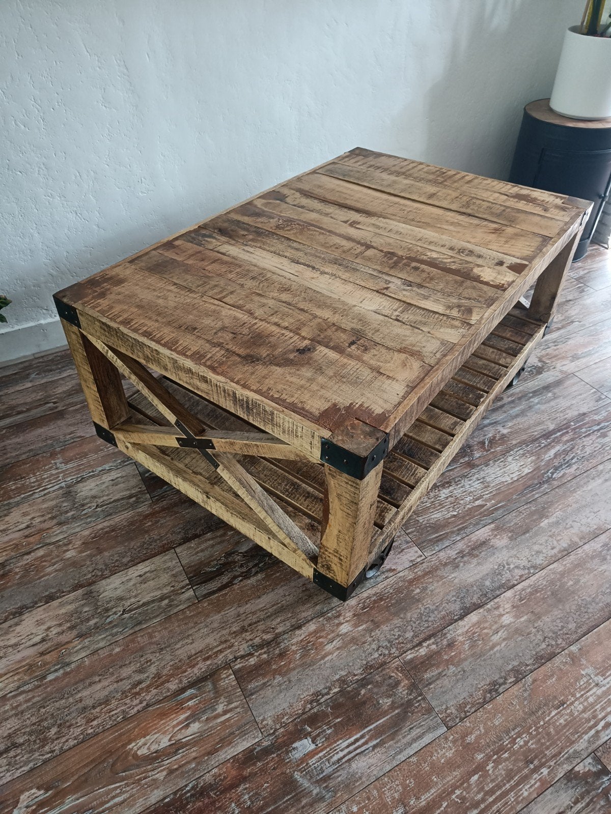 Mangohouten salontafel, Ophalen, 100 tot 150 cm, 50 tot 100 cm, Zo goed als nieuw