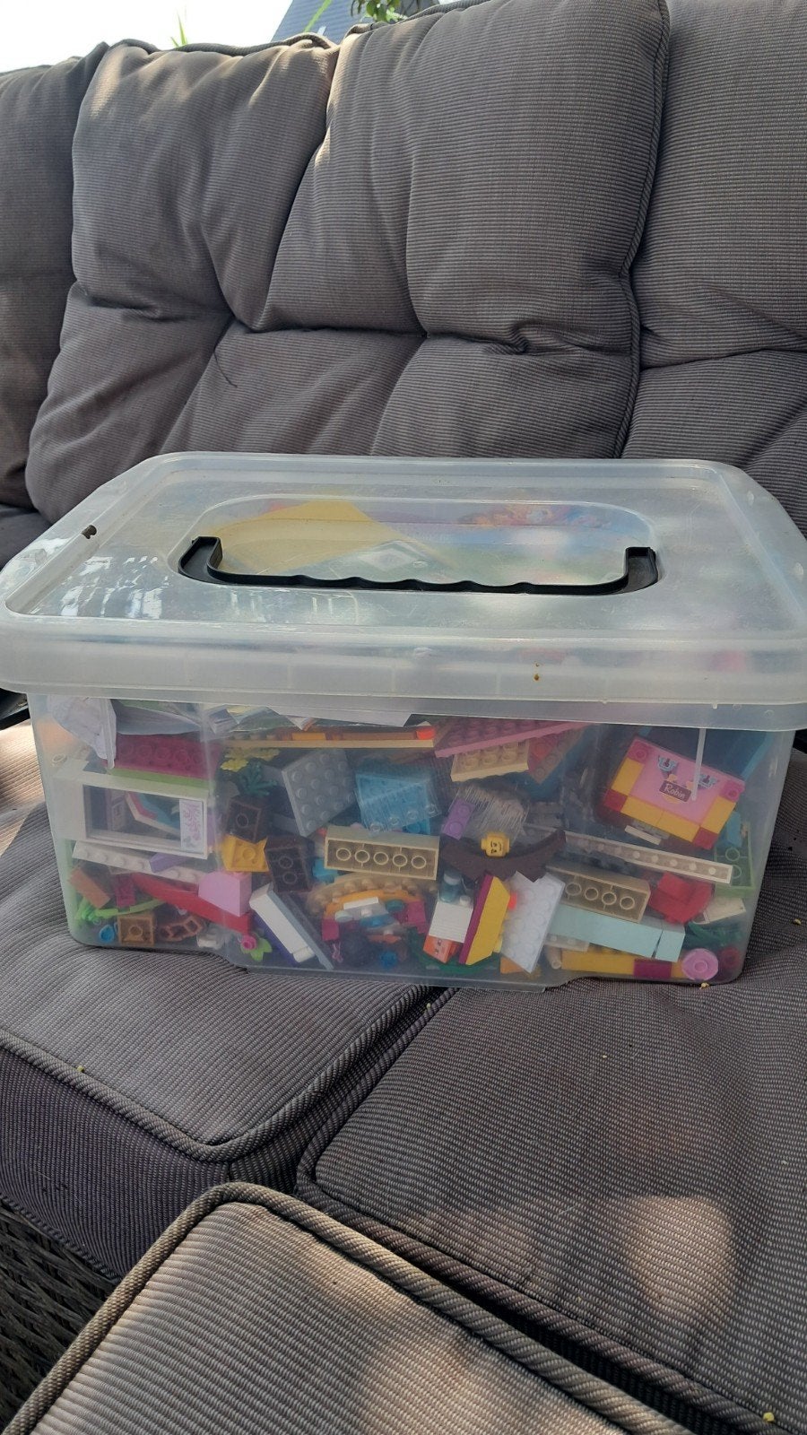 Grote bak lego friends met de boekjes, Ophalen, Gebruikt, Lego, Friends