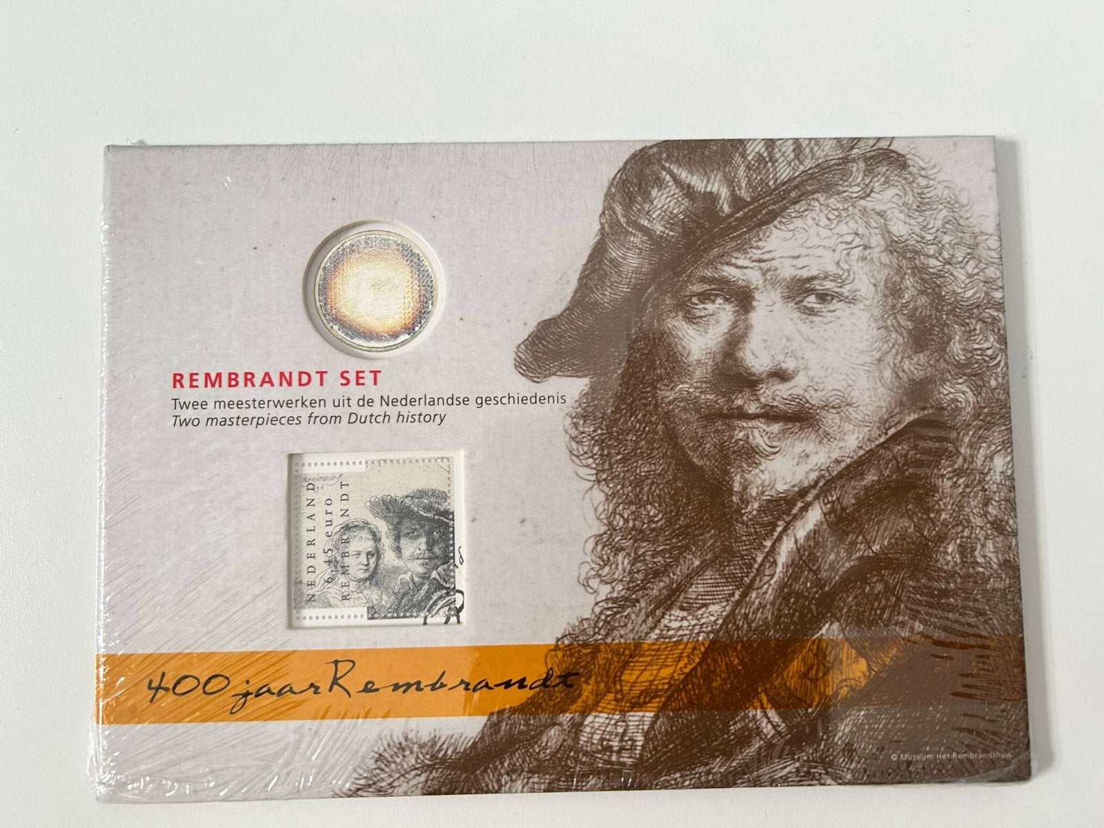 Rembrandt Set: Munt 'Het Rembrandt Vijfje' en Postzegel, Postzegels en Munten, Ophalen of Verzenden, Overige typen