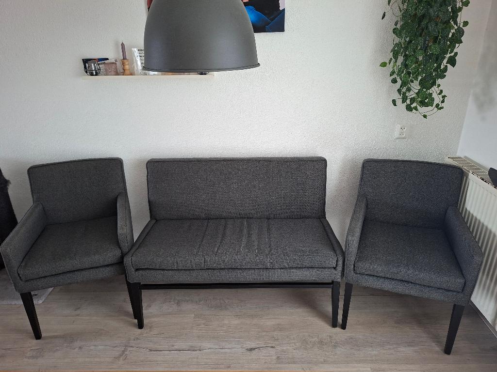 Eetkamerset Zitmaxx Alliste, Huis en Inrichting, Stoelen, Gebruikt, Vijf, Zes of meer stoelen, Hout, Stof, Grijs, Ophalen