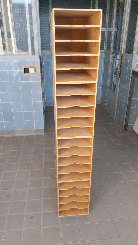 4 blankhouten vijfvaks brievenbak bureau-organizers, Ophalen, Zo goed als nieuw