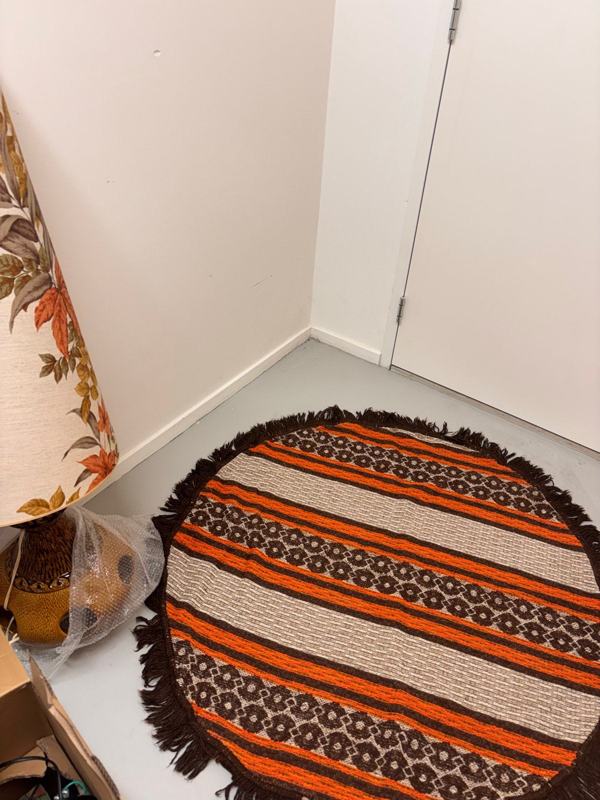 Vintage Rond tafelkleed - Oranje, Bruin, Beige, Gebruikt, 100 tot 150 cm, Rond, Oranje