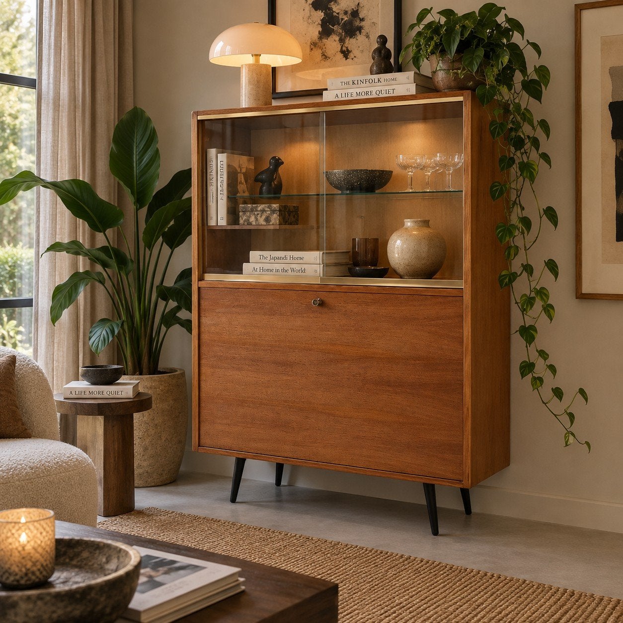 💚Vintage Vitrinekast Abraham Patijn voor Zijlstra Joure, Huis en Inrichting, Gebruikt, Met deur(en), 100 tot 150 cm, Overige houtsoorten