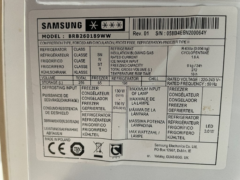 Koel vrieskast inbouw Samsung, Ophalen, 200 liter of meer, Met aparte vriezer, 160 cm of meer