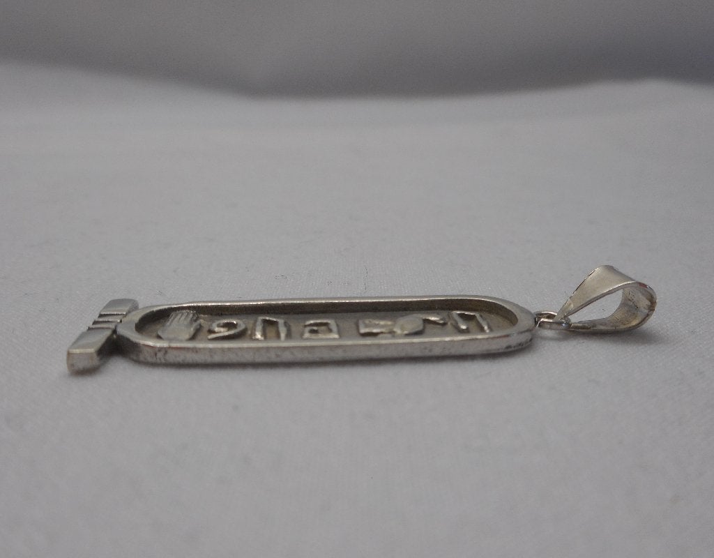 Zilveren vintage Egyptische symbolen hanger nr.631, Verzenden, Zo goed als nieuw, Kruis of Symbool, Zilver