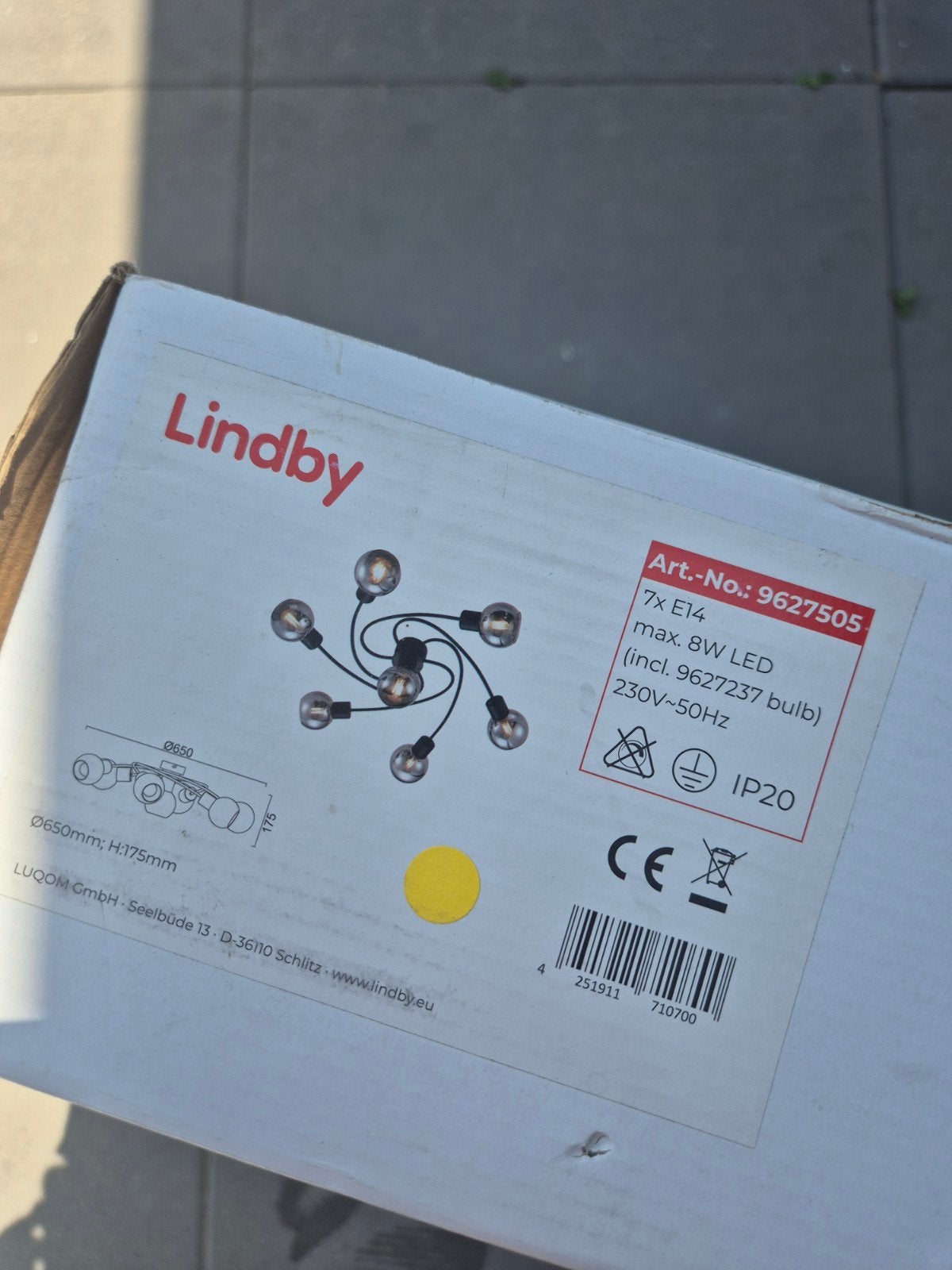 Lindby Plafondlamp 7x E14 LED - Nieuw in doos, Ophalen, E14 (klein), Nieuw, Metaal
