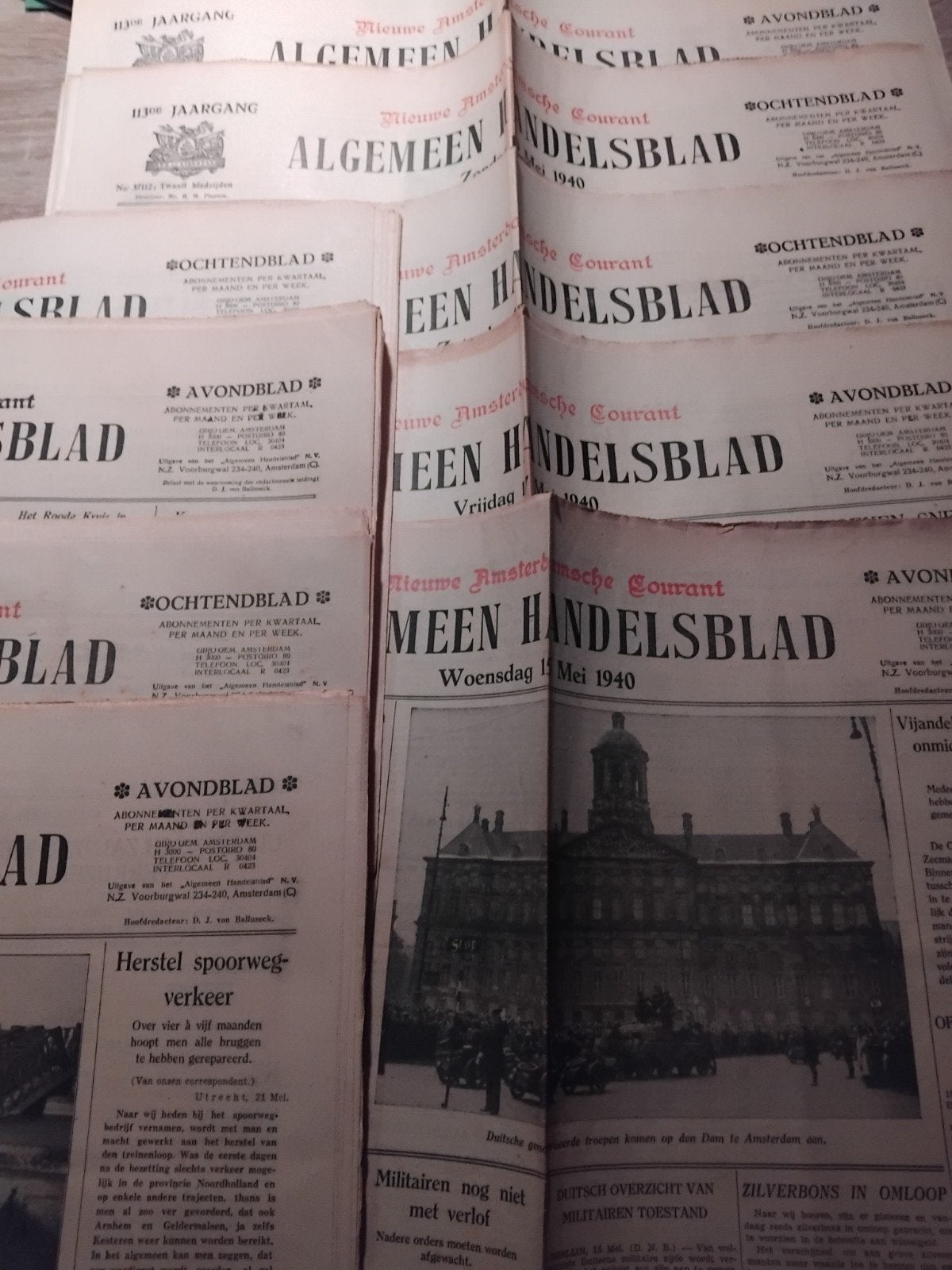 9x Alg.Handelsblad Mei 1940., Ophalen of Verzenden, Gelezen, Overige typen