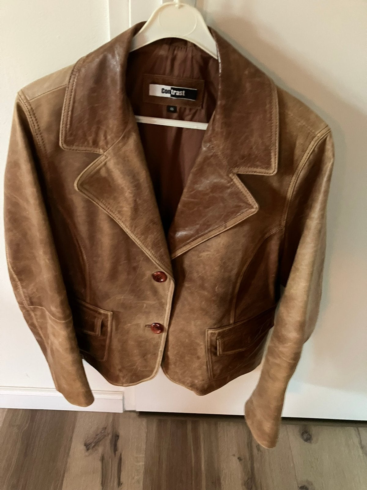 Vintage bruin leer jasje, Kleding | Dames, Bruin, Maat 46/48 (XL) of groter, Ophalen of Verzenden, Jasje