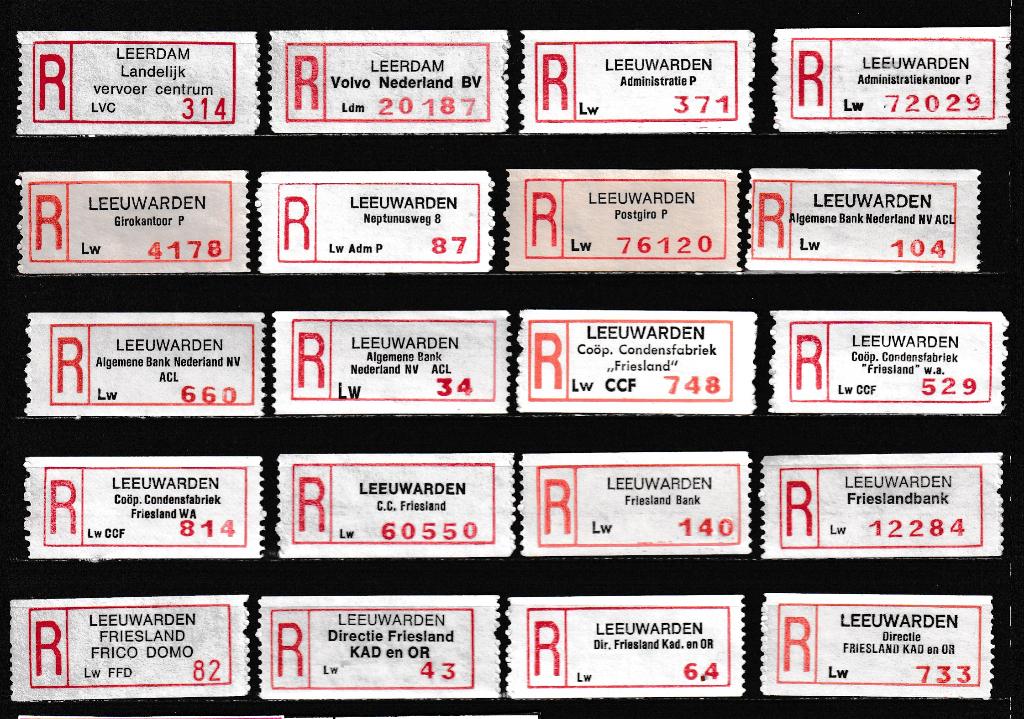 112 Verschillende Aantekenstrookjes, ZELFPLAKKERS, LMNOP, Postzegels en Munten, Ophalen of Verzenden, Na 1940, Gestempeld