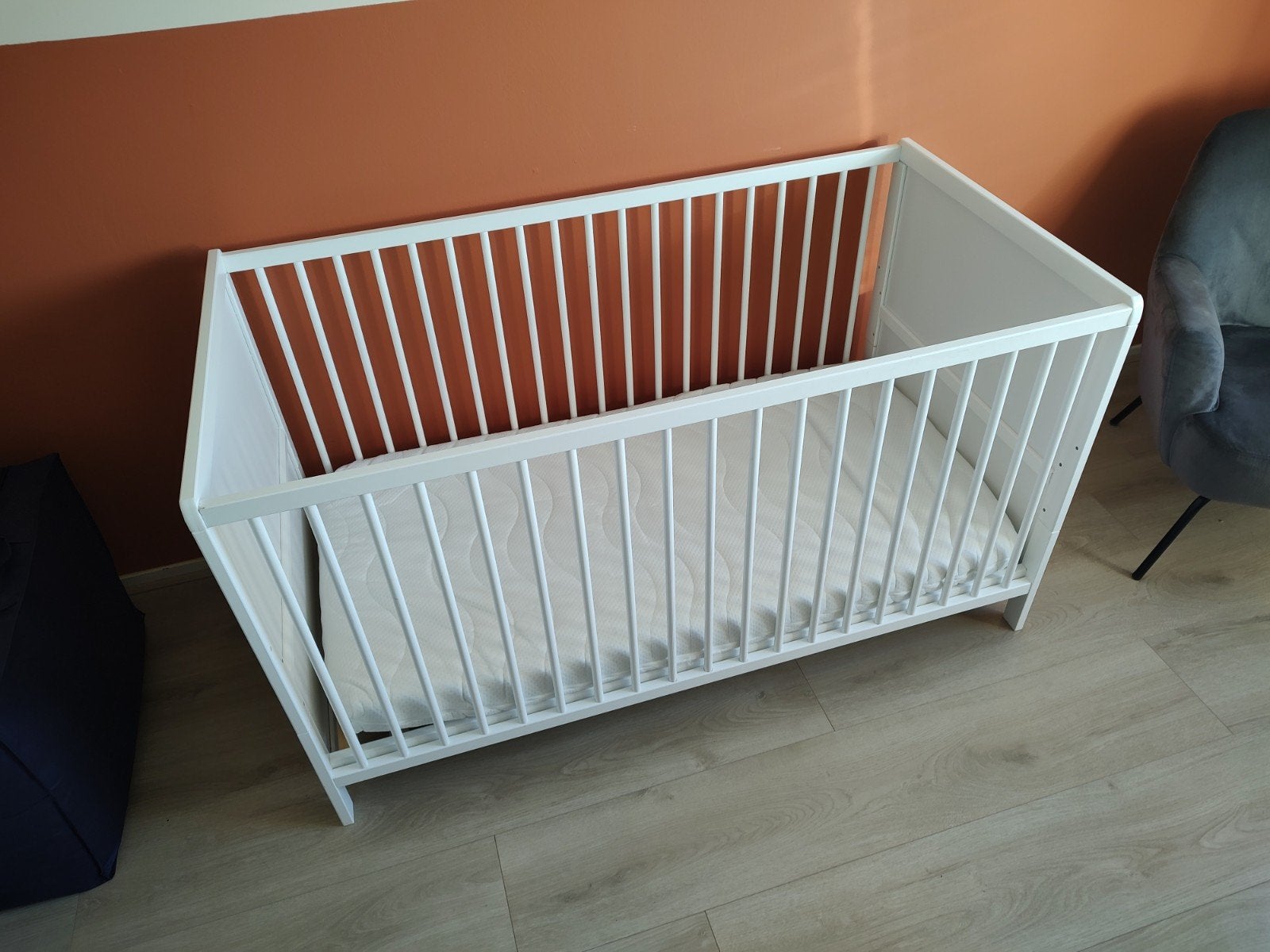 Kinderbed 140x70 met matras en verstelbare lattenbodem, Gebruikt, 70 tot 85 cm, 140 tot 160 cm, Ophalen