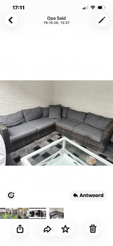 Loungeset, Tuin en Terras, Ophalen, 5 zitplaatsen, Kunststof, Gebruikt