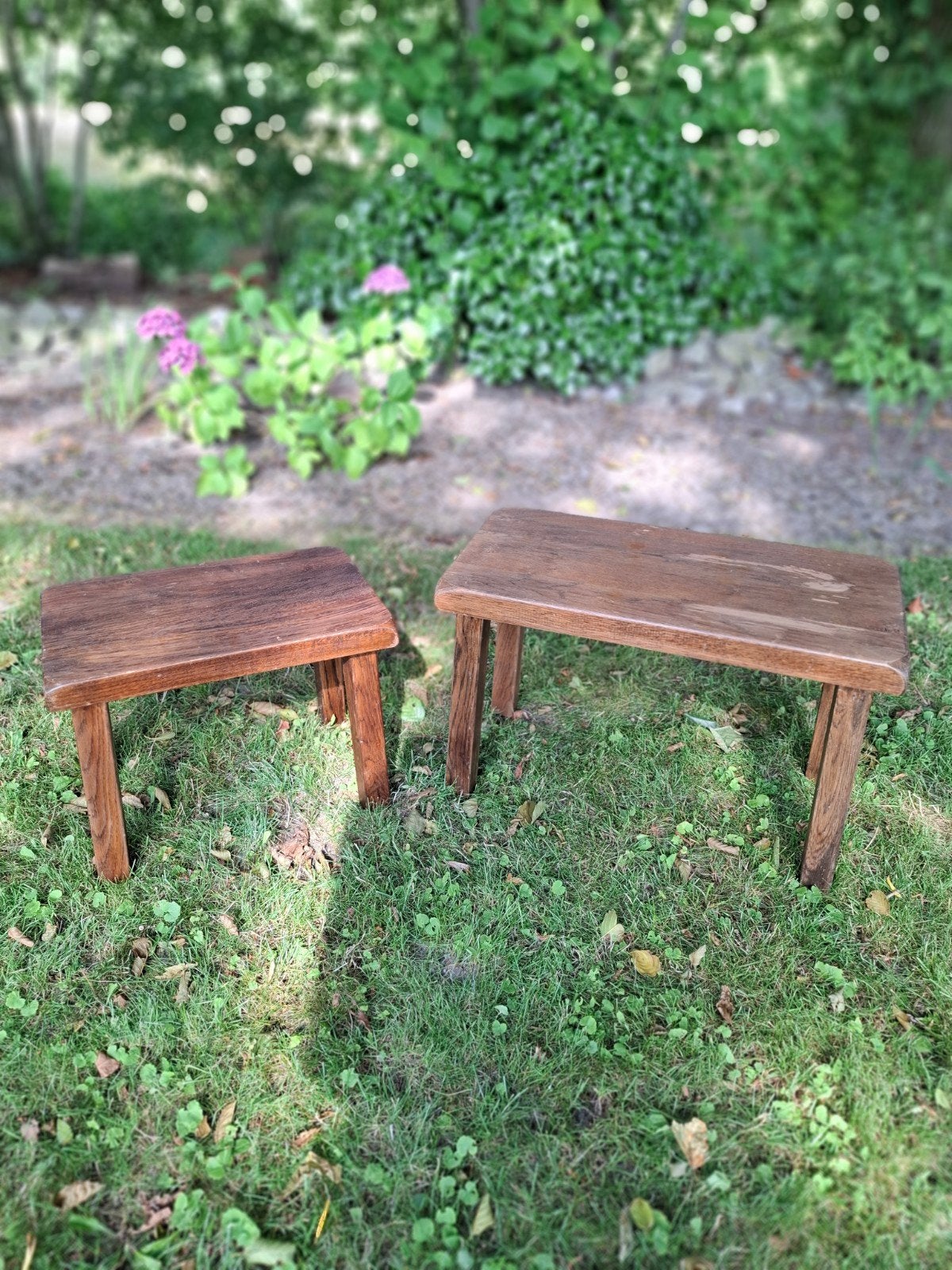 Te koop 2 bijzet tafeltjes/ bankjes., Ophalen, Rechthoekig, Minder dan 55 cm, 45 tot 60 cm