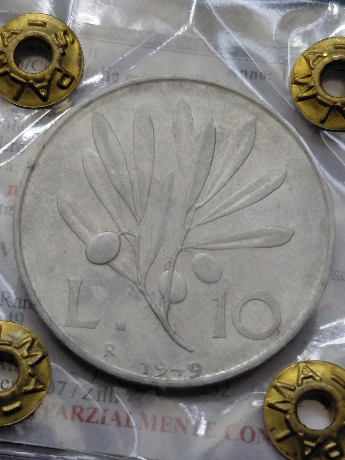 Italië 10 Lire 1949 met COA, Verzenden, Italië, Losse munt
