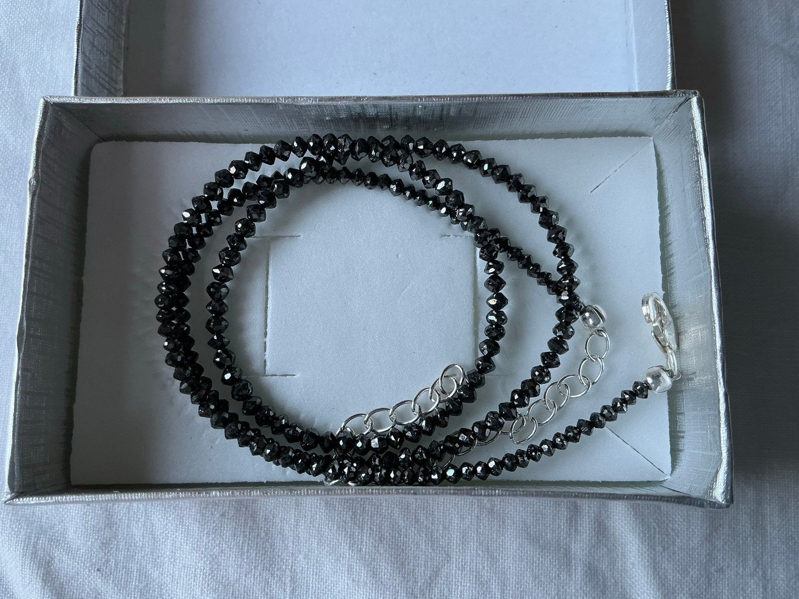 Schitterende Zwarte Diamant Ketting, Sieraden, Tassen en Uiterlijk, Overige materialen, Zwart, Ophalen of Verzenden, Zo goed als nieuw