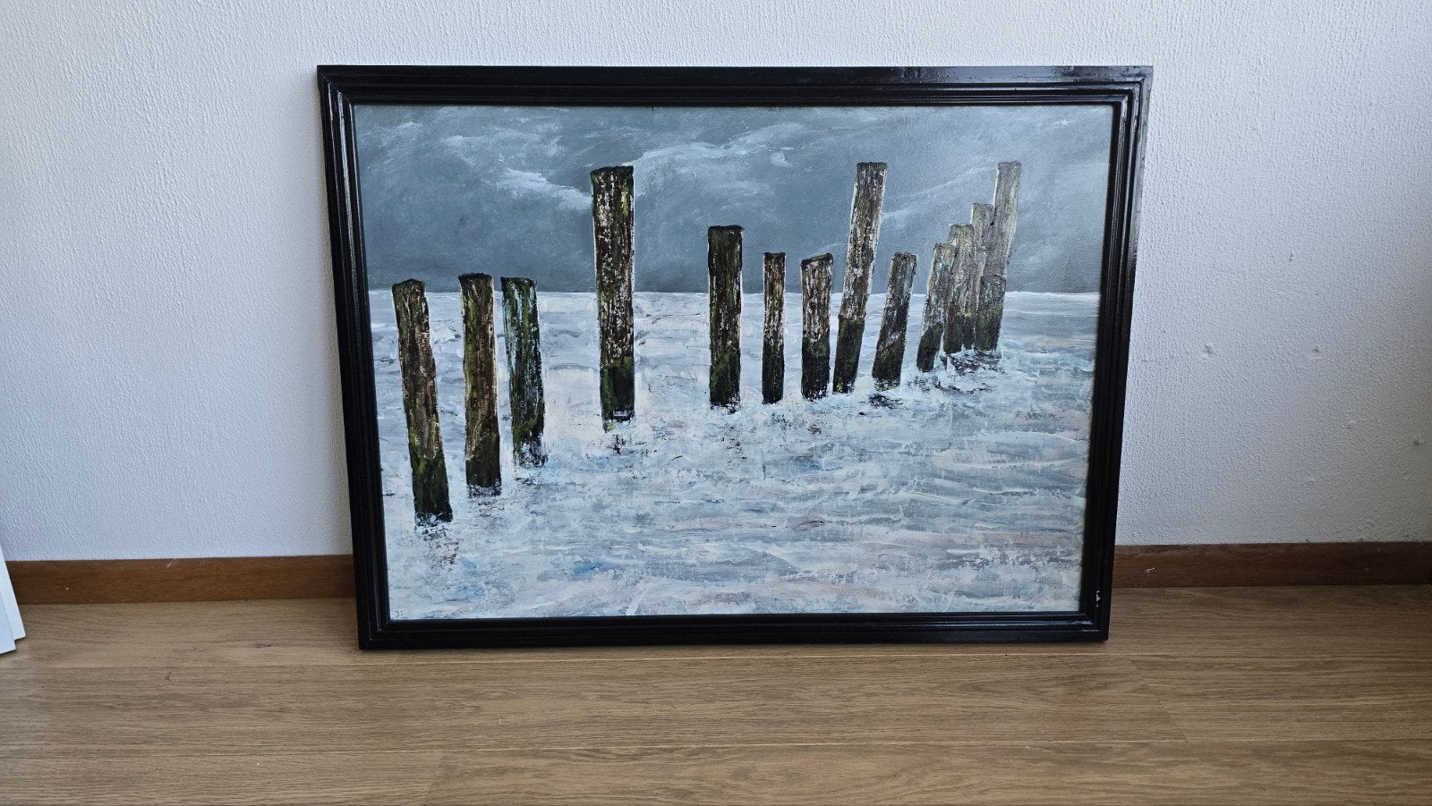 **Groot Dubbelzijdig Schilderij (67x92) - Kust & Bloemen**, Ophalen