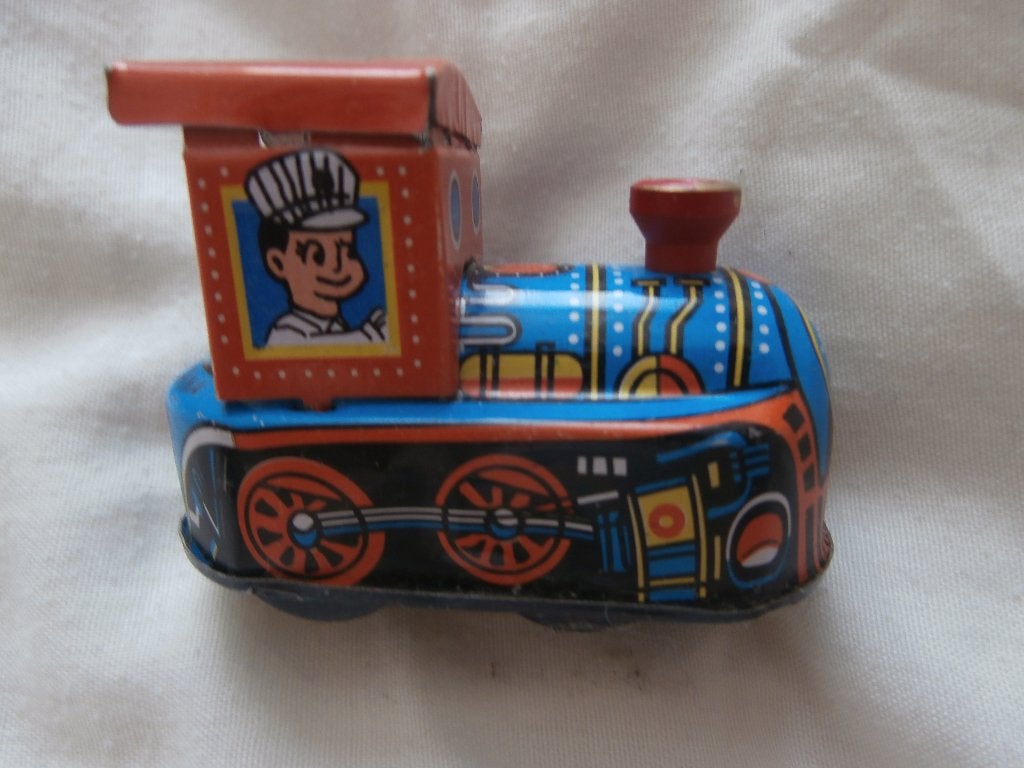 Opwindbare trein antiek model blikken locomotief blik ijzer, Hobby en Vrije tijd, Modeltreinen | H0, Overige merken, Ophalen of Verzenden